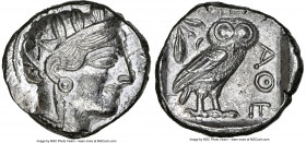 ATTICA. Athens. Ca. 440-404 BC. AR tetradrachm (25mm, 17.22 gm, 7h). NGC AU 5/5 - 4/5. Mid-mass coinage issue. Head of Athena right, wearing earring, ...
