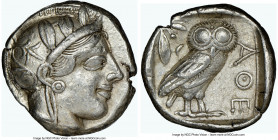 ATTICA. Athens. Ca. 440-404 BC. AR tetradrachm (25mm, 17.18 gm, 10h). NGC XF 5/5 - 4/5. Mid-mass coinage issue. Head of Athena right, wearing earring,...