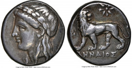 IONIA. Miletus. Ca. 360-325 BC. AR drachm (14mm, 3.61 gm, 12h). NGC Choice VF 5/5 - 5/5, Fine Style. Lenaius, magistrate. Laureate head of Apollo to l...