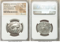 PAMPHYLIA. Aspendus. Ca. 212-181 BC. AR tetradrachm (30mm, 16.40 gm, 12h). NGC VF 5/5 - 3/5, countermark. Name and types of Alexander III the Great of...
