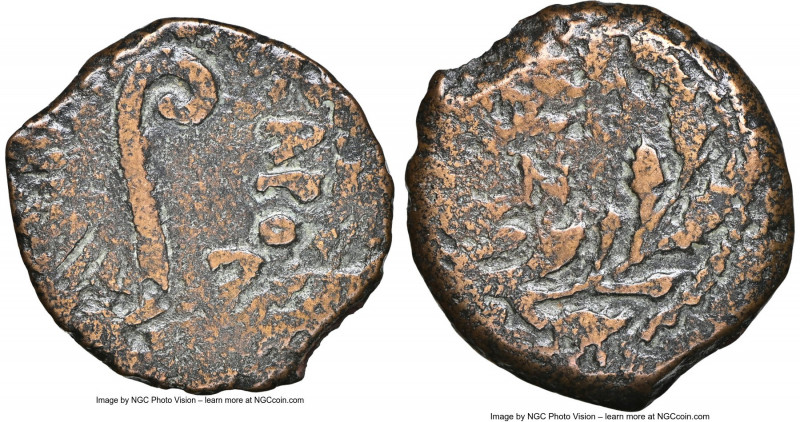 JUDAEA. Roman Procurators. Pontius Pilate (AD 26-36). AE prutah (15mm, 11h). NGC...