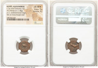 EGYPT. Alexandria. Ca. 1st-2nd centuries AD. AE dichalcon (15mm, 1.48 gm, 1h). NGC Choice XF S 5/5 - 4/5. Year 2 of an undetermined reign. Ibis standi...