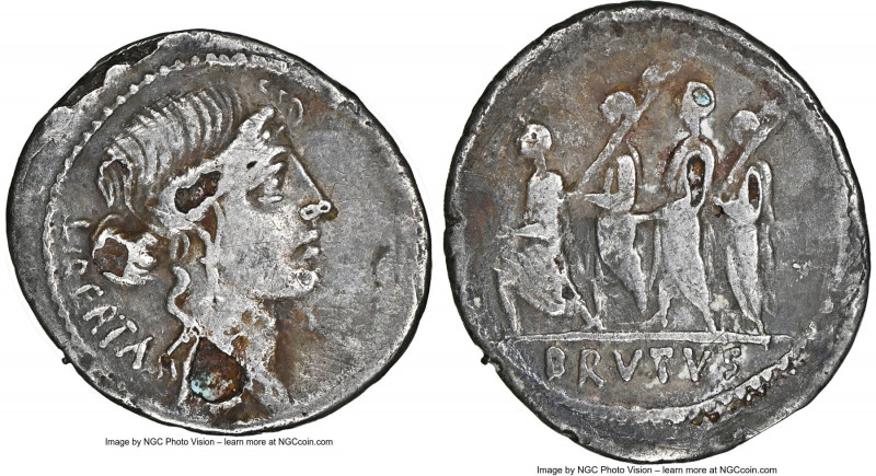 Q. Servilius Caepio (M. Junius) Brutus, as Moneyer (54 BC). AR/AE fourree denari...