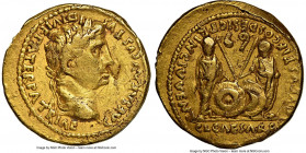 Augustus (27 BC-AD 14). AV aureus (20mm, 7.93 gm, 5h). NGC Choice VF 5/5 - 2/5, damage, bankers mark. Lugdunum, 2 BC-AD 4. CΛESΛR ΛVGVSTVS-DIVI F PΛTE...