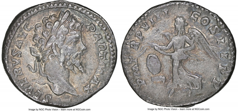 Septimius Severus (AD 193-211). AR denarius (18mm, 3.09 gm, 6h). NGC XF 3/5 - 3/...
