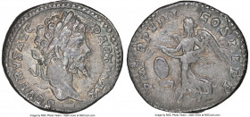 Septimius Severus (AD 193-211). AR denarius (18mm, 3.09 gm, 6h). NGC XF 3/5 - 3/5. Rome, AD 200. SEVERVS AVG PART MAX, laureate head of Severus right ...