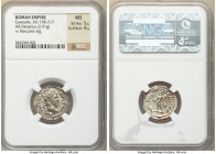 Caracalla (AD 198-217). AR denarius (19mm, 2.91 gm, 12h). NGC MS 5/5 - 4/5. Rome, AD 213. ANTONINVS PIVS-AVG BRIT, laureate head of Caracalla right / ...