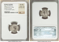 Geta (AD 209-211). AR denarius (18mm, 2.45 gm, 6h). NGC Choice AU 5/5 - 4/5. Rome, AD 200-202. P SEPT GETA-CAES PONT, bare headed, draped, and cuirass...