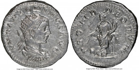 Elagabalus (AD 218-222). AR antoninianus (23mm, 5.28 gm, 6h). NGC AU 4/5 - 4/5. Rome. IMP ANTONINVS AVG, radiate, draped, and cuirassed bust of Elagab...