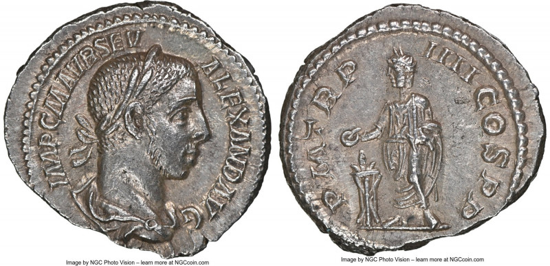 Severus Alexander (AD 222-235). AR denarius (20mm, 3.38 gm, 11h). NGC MS 5/5 - 4...