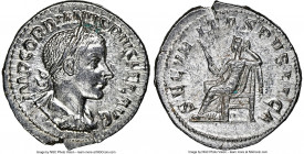 Gordian III (AD 238-244). AR denarius (20mm, 3.07 gm, 6h). NGC MS 4/5 - 3/5. Rome, ca. AD 241. IMP GORDIANVS PIVS FEL AVG, laureate, draped, and cuira...