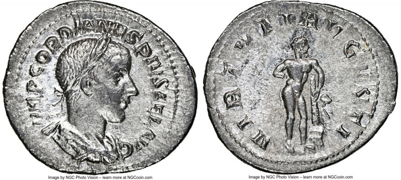 Gordian III (AD 238-244). AR denarius (22mm, 2.72 gm, 6h). NGC Choice AU 5/5 - 3...