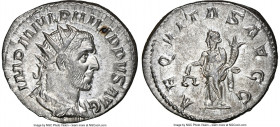 Philip I (AD 244-249). AR antoninianus (22mm, 4.35 gm, 1h). NGC Choice AU 5/5 - 4/5. Rome, AD 244-247. IMP M IVL PHILIPPVS AVG, radiate, draped, and c...