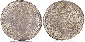 Louis XIV 1/2 Ecu 1710-A MS63 NGC, Paris mint, KM382.1. Lavender gray toned over steel-silver surface. Adjustments on gracefully hidden by toning. 
...