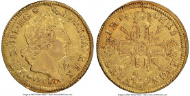 Louis XIV gold Louis d'Or 1702-H AU55 NGC, La Rochelle mint, KM334.9. 2/1 in date. 

HID09801242017

© 2022 Heritage Auctions | All Rights Reserve...
