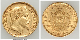 Napoleon II gold 20 Francs 1862-BB XF, Strasbourg mint, KM801.2. 21.2mm. 6.43gm. AGW 0.1867 oz. 

HID09801242017

© 2022 Heritage Auctions | All R...