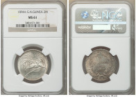 German Colony. Wilhelm II 2 Mark 1894-A MS61 NGC, Berlin mint, KM6, J-706. Mintage: 13,000. One year type. Blush-tinted gray toning with underlying lu...