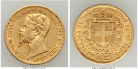 Sardinia. Vittorio Emanuele II gold 20 Lire 1857 (Eagle)-B XF, Turin mint, KM146.2. 21.2mm. 6.42gm. AGW 0.1867 oz. 

HID09801242017

© 2022 Herita...