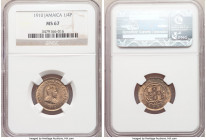 British Colony. Edward VII Farthing 1910 MS67 NGC, London mint, KM21. Rarest date and last year of type. 

HID09801242017

© 2022 Heritage Auction...