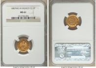 Republic gold 2-1/2 Pesos 1887 Mo-M MS61 NGC, Mexico City mint, KM411.5. Mintage: 400. Peach toned with reflective fields. 

HID09801242017

© 202...
