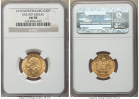 Nicholas I gold "Golden Jubilee" 20 Perpera 1910 AU58 NGC, KM11. Conservatively graded, buttery golden color. 

HID09801242017

© 2022 Heritage Au...