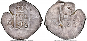 Philip V Cob 2 Reales 1733 L-N XF40 NGC, Lima mint, KM32a. 6.57gm. 

HID09801242017

© 2022 Heritage Auctions | All Rights Reserved