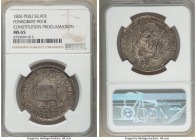 Republic silver "Constitution Proclamation" Medal 1826 MS65 NGC, Lima mint, Fonrobert-9018. Substantial reflective luster peering from beneath a cloak...