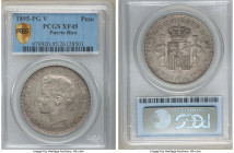 Spanish Colony. Alfonso XIII Peso 1895 PG-V XF45 PCGS, Madrid mint, KM24. One year type. 

HID09801242017

© 2022 Heritage Auctions | All Rights R...
