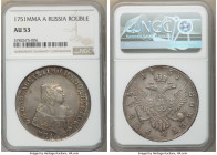 Elizabeth Rouble 1751 MMД-A AU53 NGC, Moscow mint, KM-C19.2. Cadet-gray toned with veins of citrus color near edge. 

HID09801242017

© 2022 Herit...