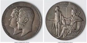 Nicholas II silvered bronze "100th Anniversary of the Ministry of War" Medal ND (1902) AU, Diakov-1352.1. 64mm. 117.5gm. By A. Vasyutinsky. Conjoined ...
