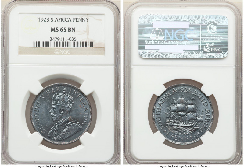 George V Pair of Certified Pennies 1923 MS65 Brown NGC, Pretoria mint, KM14.1. S...