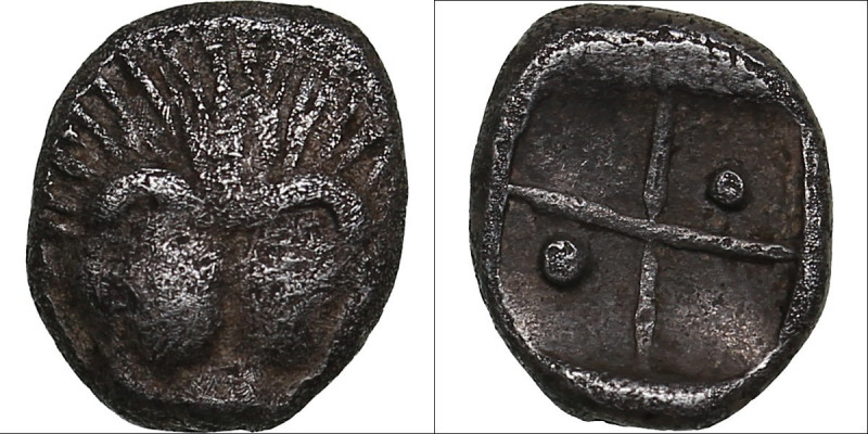 Bosporus Kingdom, Pantikapaion AR hemiobol Circa 470-460 BC
0.31g. 7mm. XF/XF Li...