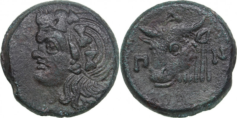 Bosporus Kingdom, Pantikapaion Æ obol Circa 293-283 BC
16.03g. 27mm. VF/VF Head ...
