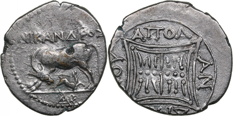 Illyria, Apollonia, Nikandros AR Drachm circa 250-48 BC
3.06g. 19mm. VF/XF NIKAN...