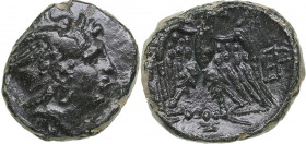 Macedonian Kingdom Æ - Perseus (179-168 BC)
5.67g. 18mm. VF/XF Helmeted head of Perseus right/ B - A, Eagle standing left on thunderbolt, head right, ...