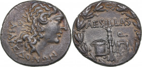Macedonia under Roman Rule AR Tetradrachm. Aesillas, quaestor. Circa 95-70 BC.
16.18g. 28mm. XF-/XF- MAKEΔONΩN, Head of the deified Alexander the Gre...