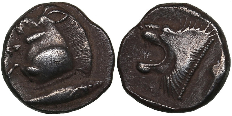 Mysia, Kyzikos AR Hemiobol circa 450-400 BC
1.22g. 11mm. F/F