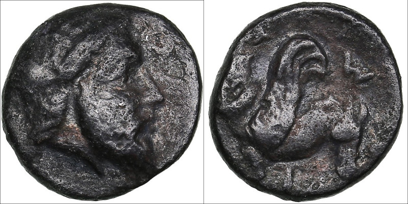 Mysia, Adramytion Æ bronze c. 350 BC
1.36g. 12mm. VF/VF Laureate head of Zeus ri...