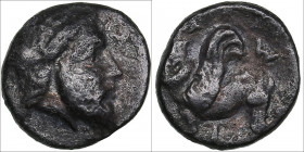 Mysia, Adramytion Æ bronze c. 350 BC
1.36g. 12mm. VF/VF Laureate head of Zeus right / Forepart of Pegasos right. SNG Paris 1 var.