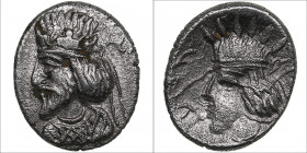 Kings of Persis AR Hemidrachm - Mančihr (Manuchtir) II 2nd century AD
1.45g. 14mm. F/F