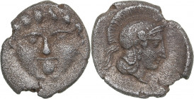Pisidia, Selge AR Obol circa 350-300 BC
0.95g. 11mm. VF+/VF+ Facing Gorgoneion / Helmeted head of Athena to right.