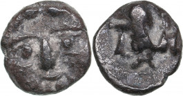 Pisidia, Selge AR Obol circa 350-300 BC
0.84g. 9mm. VF/VF Facing Gorgoneion / Helmeted head of Athena to right.
