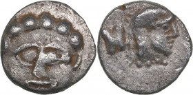 Pisidia, Selge AR Obol circa 350-300 BC
0.61g. 9mm. XF/XF Facing Gorgoneion / Helmeted head of Athena to right.