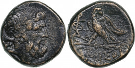 Pontos, Amisos Æ circa 85-65 BC
7.92g. 19mm. F/F Laureate head of Zeus right / Eagle standing left, head right, on thunderbolt; monogram to left. HGC ...