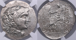 Thrace, Mesambria AR Tetradrachm c. 125-65 BC - NGC XF
Strike 3/5. Surface 4/5. In the name and types of Alexander III of Macedon. Traces of mint lus...