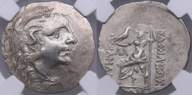 Thrace, Odessus AR Tetradrachm c. 125-70 BC - NGC Ch VF
Strike 3/5. Surface 4/5. Mithradates VI in guise/ Heracle. rv Zeus. Traces of mint luster.