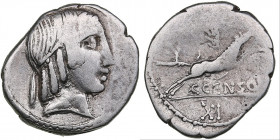 Roman Republic, Rome AR Denarius - C. Censorinus (88 BC)
3.52g. 19mm. VF-/F- C CENSO. Crawford 346/2b; cf. RBW 1318-9; RSC Marcia 19b.