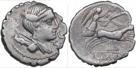 Roman Republic, Rome AR Denarius serratus - Ti. Claudius Ti.f. Ap.n. Nero (ca. 79 BC)
3.71g. 19mm. VF/F S • C (Senatus Consulto) / TI•CLAVD•TI•F / AP•...