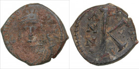 Byzantine, Theoupolis (Antioch) Æ Half Follis or 20 Nummi - Maurice Tiberius (AD 582-602)
5.42g. 22mm. F/VF