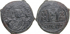 Byzantine Æ Follis - Maurice Tiberius (582-602 BC)
12.26g. 29mm. F+/VF Theoupolis (Antioch).